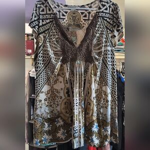 Elegant Multicolor Patterned Women's Top dressbarn size xl